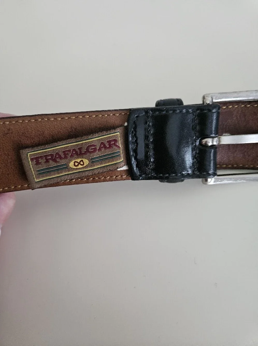 TRAFALGAR Black Leather Dress Silver Buckle Belt | SZ 42